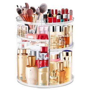 360 Acrylic Rotation Makeup Organizer, Large Capacity, Easy Access, Sturdy
